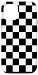 Coque pour iPhone 13 motif à damier d'échecs noir et blanc,