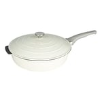 Commichef All in One Pan, Cream, Cast Aluminium, With Lid, Non-Stick, Suitable for Frying, Grilling, Sautéing and More, 32cm, XP-ALL32CR