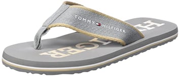 Tommy Hilfiger Men Flip-Flops Classic Beach Sandal Pool Slides, Grey (Antique Silver), 6.5 UK