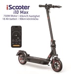 iScooter i10 Max 18Ah Batteri 750W Motor 10 Tums Luftdäck Max Räckvidd 96km Hastighet 45 km/h Elscooter med APP