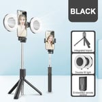 showsing Bluetooth Selfie Stick Tripod with Ring Light Selfie Portable Beauty Monopod Tripod for iphone Samsung Mobile Android Smartphone-Black with Two light
