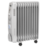 Sealey Oil Filled Radiator Heater 2500W/230V 11-Element with Timer for Office