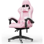 Fauteuil Gamer Chaise Gaming Ergonomique - avec appui-tête et oreiller lombaires - Inclinable 90 °-135 ° - Rose