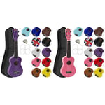 Mad About SU8 Soprano Ukulele in Purple with FREE Gig Bag, Pick, and Spare Strings + Ukulele in Pink, and Spare Strings – Great for Schools and Beginners, Now With Carbon Black Strings