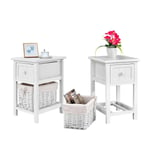 Set of 2 Chest of Drawers Side Table Beside Table Nightstand w/ Removeable Baskets