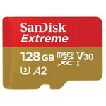 Sandisk Extreme 128GB Micro SD XC 4K A2 Class 10 Card 160MB/s + SD Adapter