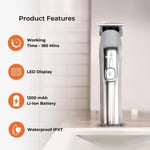 Rechargeable Beard Trimmer Electric Stubble Hair Trimmer Waterproof LED Display