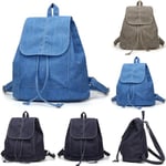 Women Canvas Backpack Drawstring School Bag Travel Rucksack Khaki