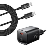 SiGN Extrem Snabbladdare till Samsung S20/S21/S22/S23/Ultra/Plus/FE 20W USB-C Strömadapter + Kabel 2m, 30W - Svart