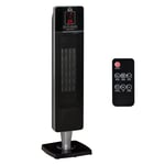 HOMCOM Ceramic Tower Heater w/ Remote Control, 8h Timer and Oscillation, Black