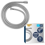 GROHE VitalioFlex Metal Long-Life - Shower Hose 2 m (Tensile Strength 75 kg, Pressure Resistance Up to 16 Bar, Heat Resistance 75°C, Universal Connection G 1/2" x 1/2"), Chrome, 22103000