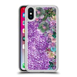 Head Case Designs Official Monika Strigel Succulent My Garden Purple Clear Hybrid Liquid Glitter Compatible for Apple iPhone X/iPhone XS
