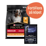 Medium Adult Everyday Nutrition hundfoder + 7-pack FortiFlora - Torrfoder 14 kg + 7-pack FortiFlora