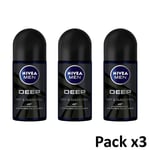 Nivea Men Deep Roll-on Antiperspirant for Men 50 ml Pack of 3