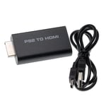 vhbw Adaptateur HDMI compatible avec Sony PlayStation 2 console de jeu, pour écran HDMI / TV HD + prise audio jack 3,5mm câble USB inclus - noir
