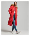 Superdry Womens Arctic Longline Puffer Coat - Red - Size 14 UK