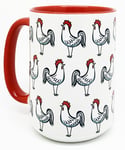 Half a Donkey The Large Brew-ster Rooster Mug with red glazed handle and inner