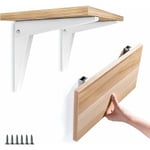 2 st Hopfällbara Väggfästen, Hyllkonsoler Hyllstöd Metall Hopfällbar Konsol Garagekonsol DIY Hopfällbar Hylla, Vit 8\"/200mm"