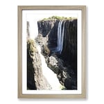 Big Box Art Africa Zambia Victoria Falls Waterfall Framed Wall Art Picture Print Ready to Hang, Oak A2 (62 x 45 cm)