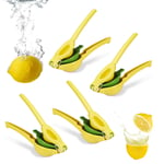 Presse citron manuel, lot de 4, presse agrumes 2 en 1 pour citron et citron vert, Bar HxlxP: 5,5 x 7,5 x 22 cm, jaune