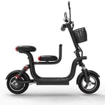 PARTAS Sightseeing/Commuting Tool - Adult Folding Scooter, 48V Electric Scooter, Portable Mini Electric Bicycle With Child Seat Lithium Battery 400W (Color : 8ah|black)