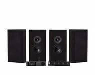 Dynavoice CA802BT med SC4B &amp; 2 par DLS Flatbox Midi Svarta Vägghög