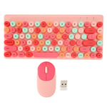 (Pink) Wireless Keyboard And Mouse Combo 2.4G 86 Keys Colorful Cute