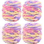 Stickgarn 4 x 100g Flerfärgad Stickgarn för Virkning, Mjuk Tjock Garn, Gradient