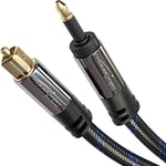 KabelDirekt – Cable optique Mini-TOSLINK – 2 m – tressé, avec protection du signal (câble audio Mini-TOSLINK à TOSLINK, câble numérique S/PDIF / pour barres de son, systèmes stéréo, Hi-Fi)