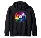 Music Lover Colorful Record Player Zip Hoodie