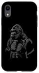 Coque pour iPhone XR Silhouette de gorille à dos argenté Buff Alpha