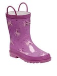 Regatta Kids Minnow Wellies - Unicorn - Light Purple, Pink, Size 13