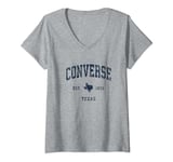 Womens Converse Texas TX Vintage Athletic Navy Sports Design V-Neck T-Shirt