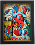 Spider-Man FP11585P-PL Spiderman (Retro) 30x40 cm Framed Print, Black