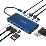 Hub USB C, Adaptateur Multiport 12-en-1 vers HDMI et VGA, Ethernet, Port Audio, Lecture Carte SD/TF, PD 100W, Ports USB 3.0, Audio 3.5mm pour MacBook Pro/Air 2020 Dell XPS Tablette Type C