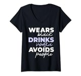 Womens Wears Black Avoids People Loves Vodka Vintage Graphic V-Neck T-Shirt