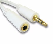 2m White 3.5mm Jack Headphone Extension Cable M-F Gold Plated