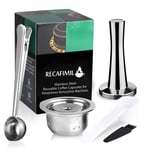 Bedler Stainless Steel Capsule Reusable Capsule Pods Set with Powder Tamper & 2 Spoons & Brush for NESPRESSO Vertuoline GCA1 Delonghi ENV135 ENV150 and VertuoPlus BNV450WHT1BUC1 Reusable Coffee Pods