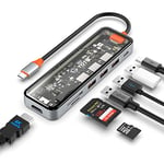 Totu Hub USB C, Station d'accueil, hub 7 en 1 de Type C avec Port HDMI 4K, Alimentation 92 W PD USB-C, 3 Ports USB 3.0, Lecteur de Carte SD/TF, pour MacBook et Autres Ordinateurs Portables de Type C