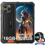 Téléphone Portable Incassable Blackview BV5300 Plus 6,1" 16Go+128Go Android 13 Orange avec Smartwatch Blackview R30(Noir)