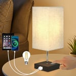1pcs Table Lamp Living Room Bedside Lamp Touch Dimmable - Vintage Table Lamp with usb Rechargeable Night Light E27 Rechargeable Table Lamp with