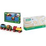 BRIO World Battery Operated Action Train for Kids Age 3 Years Up & World Expansion Pack - Beginner Wooden Train Track for Kids Age 3 Years Up - Compatible with all Railway Sets & Accessories