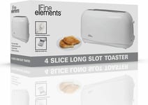 Fine Elements Long Slot 4 Slice Toaster Cool Touch With Variable Settings White