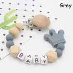 1pc Pacifier Chain Baby Teething Silicone Crown Grey