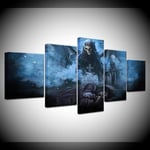 MengJing Painting Framed 5 Canvas Poster Wall Art Decor 200 * 100 cm Blue Scary Halloween Skull Ghost Girl Character Modern Painting Picture Landscape Canvas Picture HD Printed Painting Room Decor Pr
