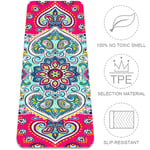 Haminaya Yoga Mat Classic Mandala Patterns Pilates Mat Non-Slip Pro Eco Friendly TPE Thick 6mm With Carrying Bag Sport Workout Mat For Exercise Fitness Gym 183x61cmx0.6cm