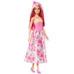 Barbie Royal Doll with Pink and Blonde Fantasy Hair, Colorful Accessories, Pink Ombre Bodice and Butterfly-Print Skirt, HRR08