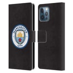 Head Case Designs Officially Licensed Manchester City Man City FC Black Full Colour Badge Leather Book Wallet Case Cover Compatible With Apple iPhone 12 Pro Max