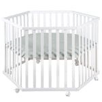 roba Style Playpen 6-hjørnet hvit frosty green