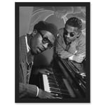 Vintage Photo Music Jazz Legend Thelonious Monk Piano Black & White A4 Artwork Framed Wall Art Print